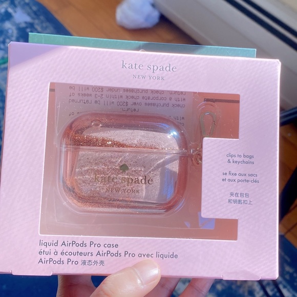 Kate Spade Pink glitter airpod pro case - Picture 3 of 7